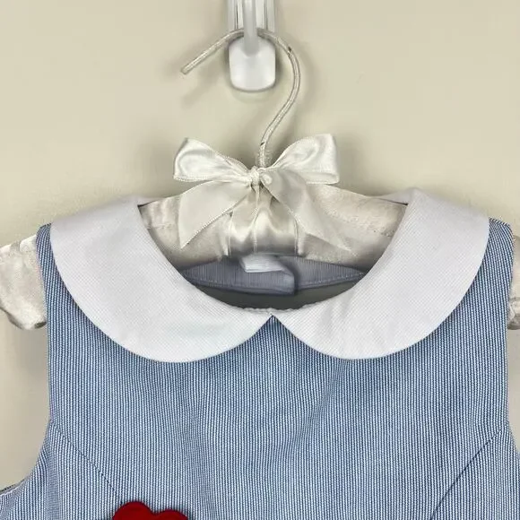 Florence Eiseman Junior Cord Dress with Flowers Blue 4T NWT - Picture 3 of 9